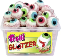 Trolli Glotzer Fruchtgummi-Auge Sauer Gefüllt, 60 Stück