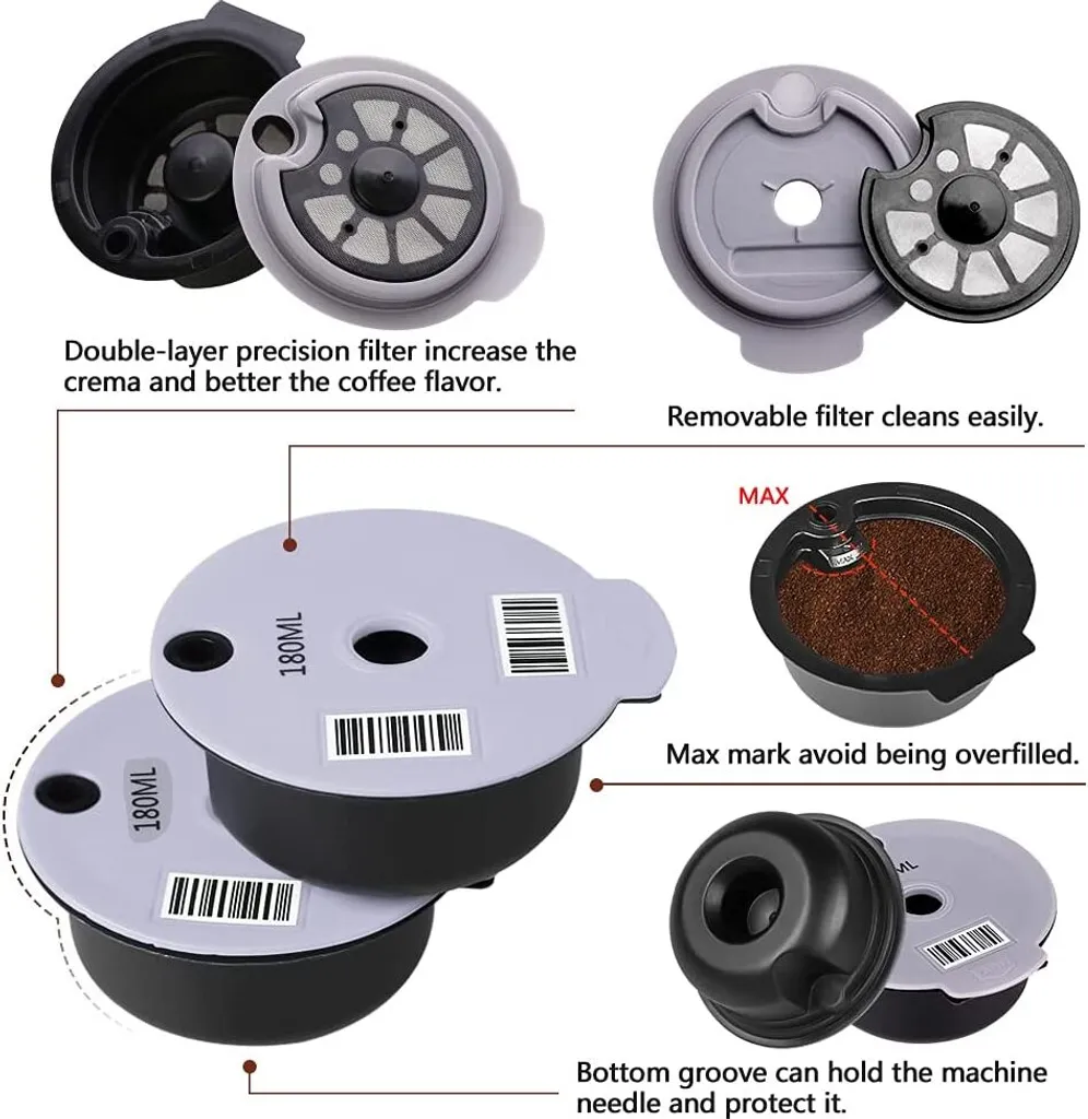 1 Stück Nachfüllbarer Wiederverwendbarer PP Kaffeekapsel Filter Für Bosch Tassimo 180 Ml Kapazität, Lebensmittelqualität 8 1 Stück Nachfüllbarer Wiederverwendbarer PP Kaffeekapsel Filter Für Bosch Tassimo 180 Ml Kapazität, Lebensmittelqualität – Bild 6