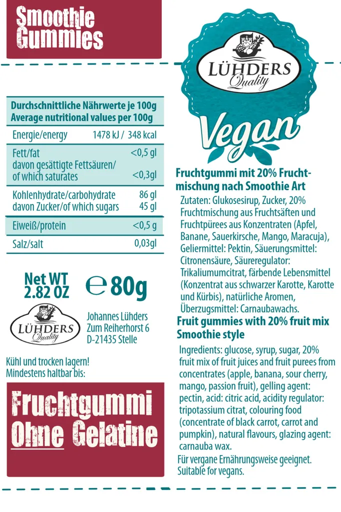 LÜHDERS - Smoothie Gummies KiBa-Exotic, Vegan (3er Set) 4 LÜHDERS - Smoothie Gummies KiBa-Exotic, Vegan (3er Set) – Bild 2