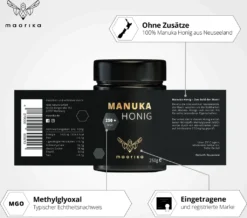 Manuka Honig 250 MGO + 250g Im Glas (lichtundurchlässig, Kein Plastik) Original Aus Neuseeland Maorika 10 Manuka Honig 250 MGO + 250g Im Glas (lichtundurchlässig, Kein Plastik) Original Aus Neuseeland Maorika -Haribo || Tassimo || Senseo Verkaufsgeschäft 04242d7206419fd06cd16ba94a26e752