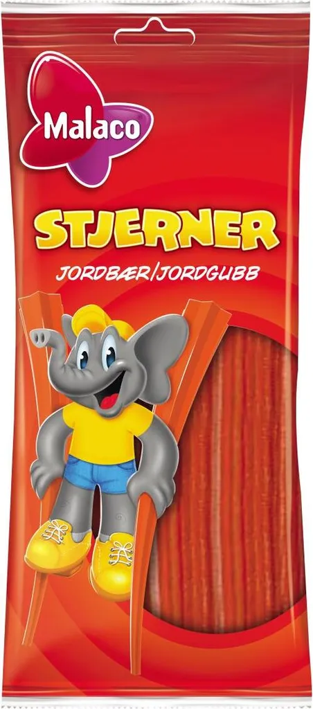 Malaco Stjerner Jordbær 92g 3 Malaco Stjerner Jordbær 92g