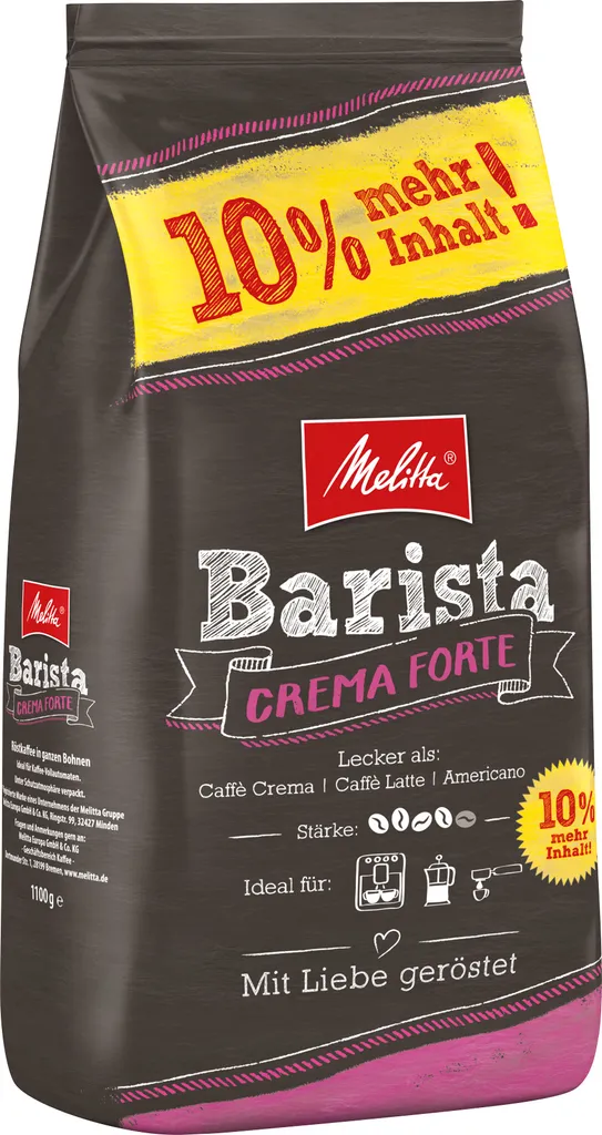 MELITTA Ganze Kaffeebohnen Barista Crema Forte 1100 G Kräftig Und Vollmundig 3 MELITTA Ganze Kaffeebohnen Barista Crema Forte 1100 G Kräftig Und Vollmundig