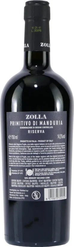 Vigneti Del Salento Zolla Primitivo Di Manduria Riserva DOC 2019 (0,75l) Trocken -Haribo || Tassimo || Senseo Verkaufsgeschäft 0c01d94d0775c2382498da99bcd83fc0