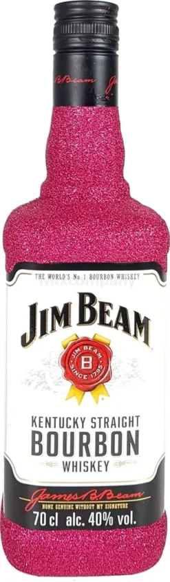 Jim Beam Bourbon Whiskey 0,7l 700ml (40% Vol) Bling Bling Glitzerflasche In Hot Pink -[Enthält Sulfite]