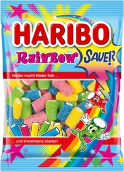 Haribo Rainbow Fizz Gummibärchen Weingummi Fruchtgummi Sauer 160g