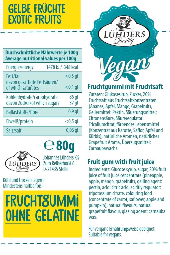LÜHDERS -10er Vorratspackung Exotic Fruits -vegan 5 LÜHDERS -10er Vorratspackung Exotic Fruits -vegan – Bild 3