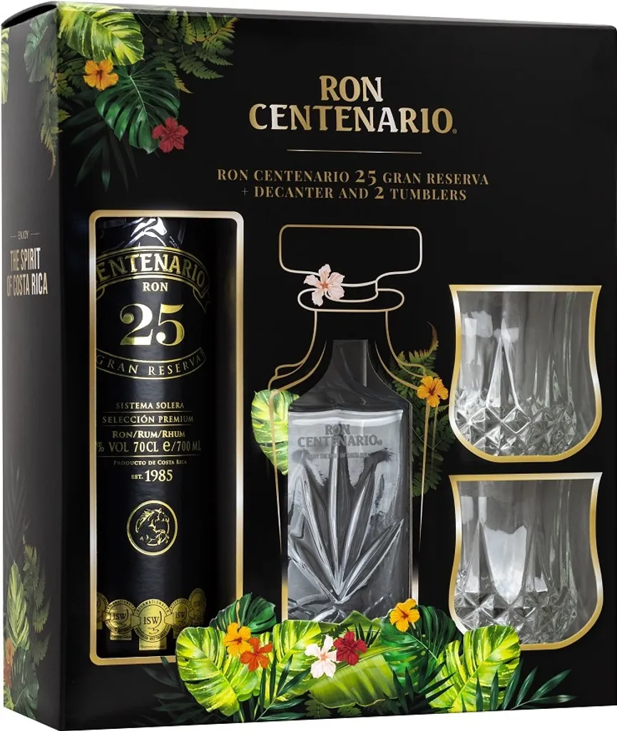 Ron Centenario 25 Jahre - GP Mit Decanter + 2 Gläser 0,7l 40%vol. 3 Ron Centenario 25 Jahre - GP Mit Decanter + 2 Gläser 0,7l 40%vol.