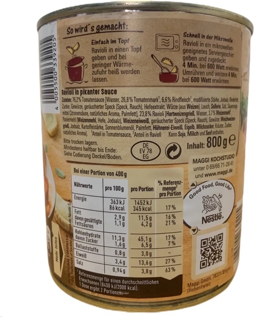 Maggi Ravioli In Pikanter Sauce 6 X 800 G Dosen Vorratspackung 4 Maggi Ravioli In Pikanter Sauce 6 X 800 G Dosen Vorratspackung – Bild 2
