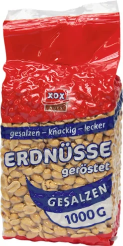 XOX Erdnüsse Gesalzen Schonend Geröstet Knackig Lecker 1000g
