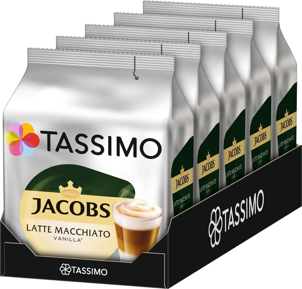 TASSIMO Jacobs Typ Latte Macchiato Vanilla 5er Pack T Discs Kapseln 5x8 Getränke 3 TASSIMO Jacobs Typ Latte Macchiato Vanilla 5er Pack T Discs Kapseln 5x8 Getränke