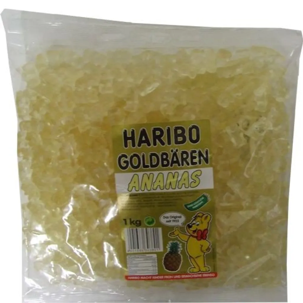 Haribo Goldbären Ananas (1kg Beutel Gummibärchen Weiß) Sortenrein 6 Haribo Goldbären Ananas (1kg Beutel Gummibärchen Weiß) Sortenrein – Bild 4