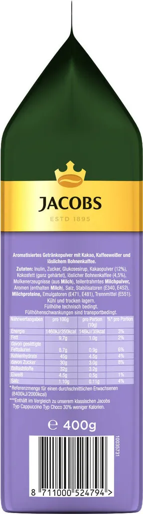 JACOBS Typ Cappuccino Choco So Leicht Mit Milka Geschmack 12 Beutel - 12 X 400g 7 JACOBS Typ Cappuccino Choco So Leicht Mit Milka Geschmack 12 Beutel - 12 X 400g – Bild 5