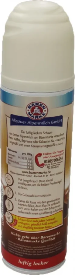 Bärenmarke Der Milch Schaum Luftig Locker In Der Sprühflasche 250ml -Haribo || Tassimo || Senseo Verkaufsgeschäft 255a67a0b418428e5f1ed7c336d84703