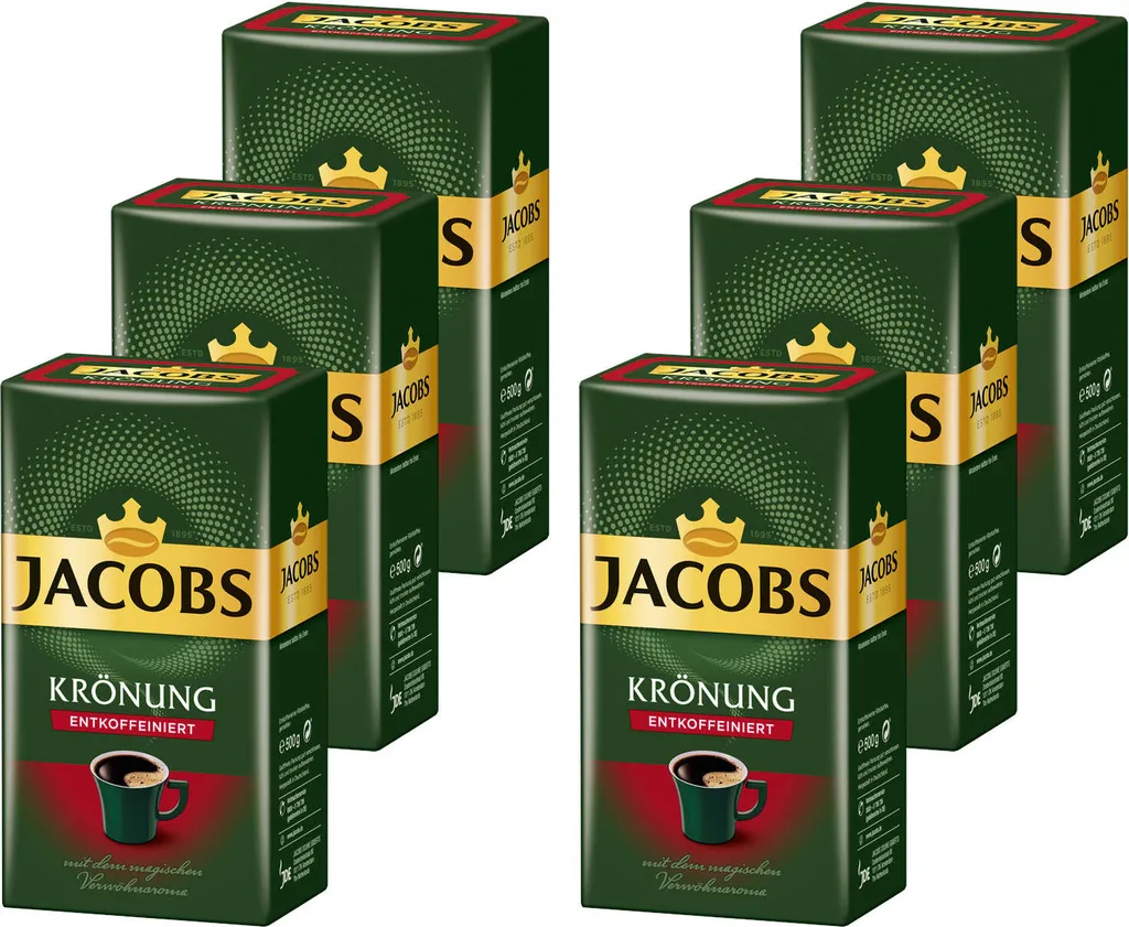 JACOBS Filterkaffee Krönung Entkoffeiniert 6 X 500 G Pulver- Röstkaffee Gemahlen 3 JACOBS Filterkaffee Krönung Entkoffeiniert 6 X 500 G Pulver- Röstkaffee Gemahlen