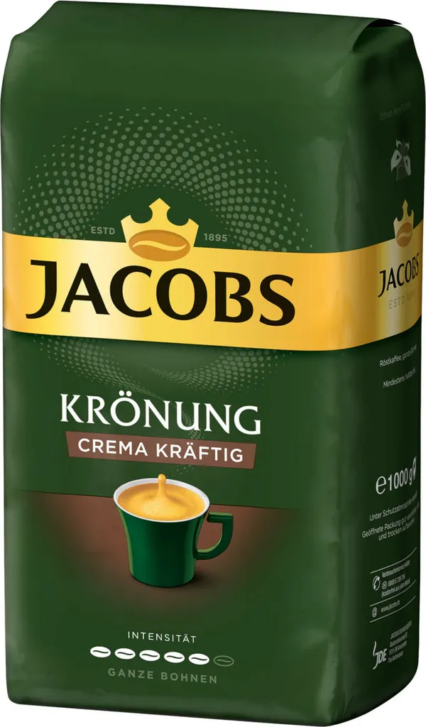 JACOBS Kaffeebohnen Krönung Crema Kräftig 2 X 1kg Ganze Kaffee Bohnen + 1 Aluminium Dose Im Barista-Design 8 JACOBS Kaffeebohnen Krönung Crema Kräftig 2 X 1kg Ganze Kaffee Bohnen + 1 Aluminium Dose Im Barista-Design – Bild 6