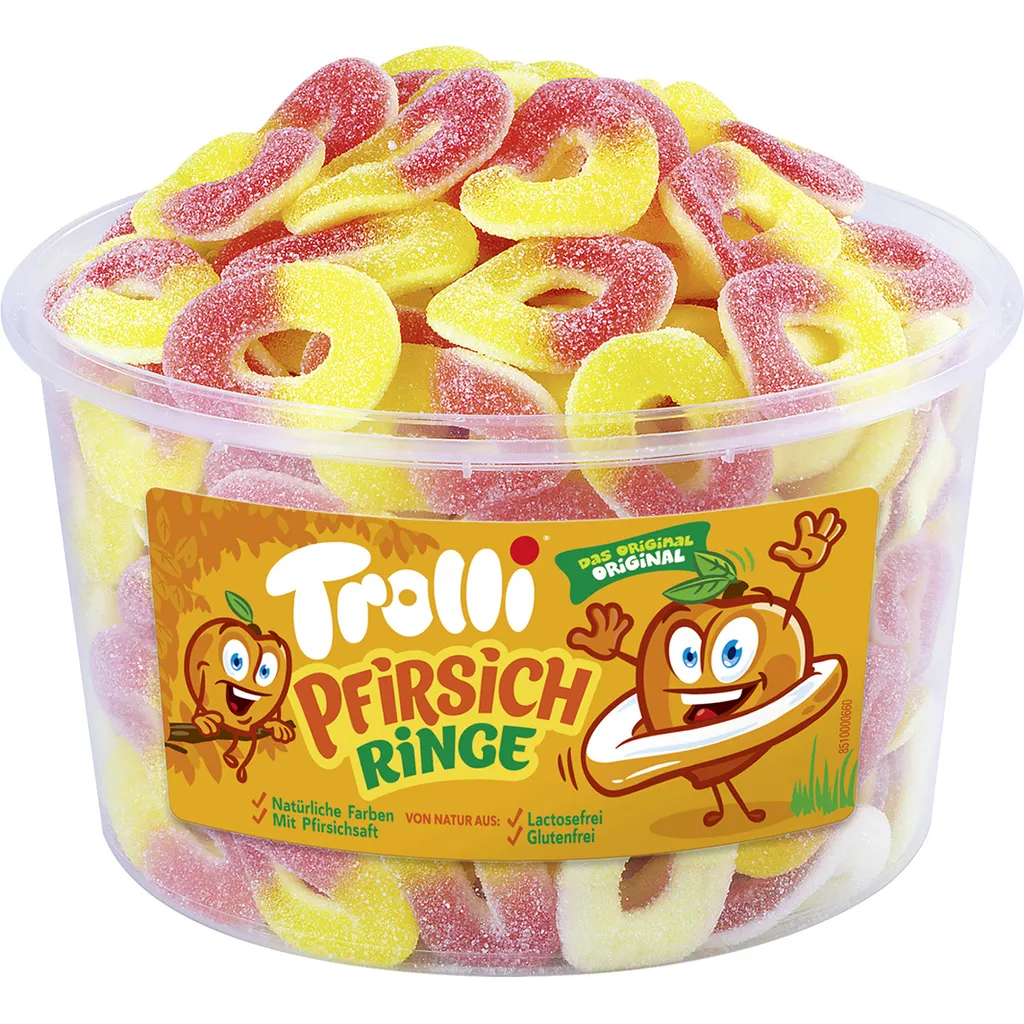Trolli Saure Pfirsichringe Schaumgummi Fruchtgummi 150 Stück 1200g 3 Trolli Saure Pfirsichringe Schaumgummi Fruchtgummi 150 Stück 1200g