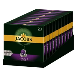 Jacobs Lungo 8 Intenso, Kaffeekapseln, Nespresso Kompatibel, Kaffee, 200 Kapseln, á 5.2 G -Haribo || Tassimo || Senseo Verkaufsgeschäft 452a5faa63057a29d81f92e414a29a95