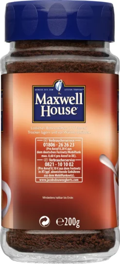 Maxwell House Klassisch, Löslicher Kaffee, 200g-Glas -Haribo || Tassimo || Senseo Verkaufsgeschäft 53c74f261659d1e55138392a33d00407
