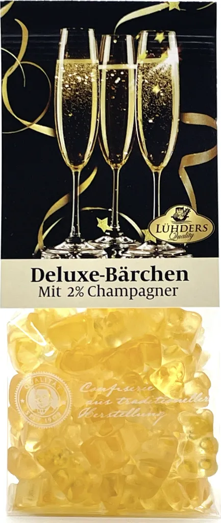 Lühders Deluxe-Bärchen Mit 2% Champagner 150g 3 Lühders Deluxe-Bärchen Mit 2% Champagner 150g
