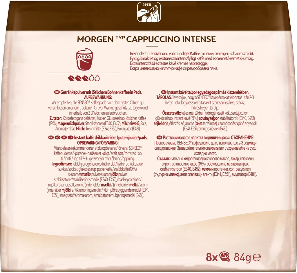 SENSEO Pads Typ Morgen Cappuccino Intense 10 X 8 Pads 80 Getränke 3 SENSEO Pads Typ Morgen Cappuccino Intense 10 X 8 Pads 80 Getränke