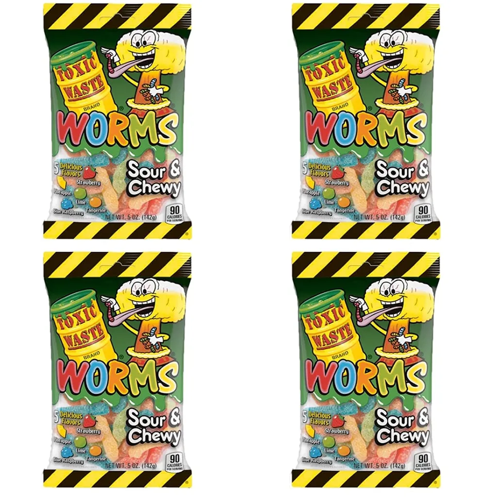 Toxic Waste Worms 4er Paket -Englische Süßigkeiten 3 Toxic Waste Worms 4er Paket -Englische Süßigkeiten
