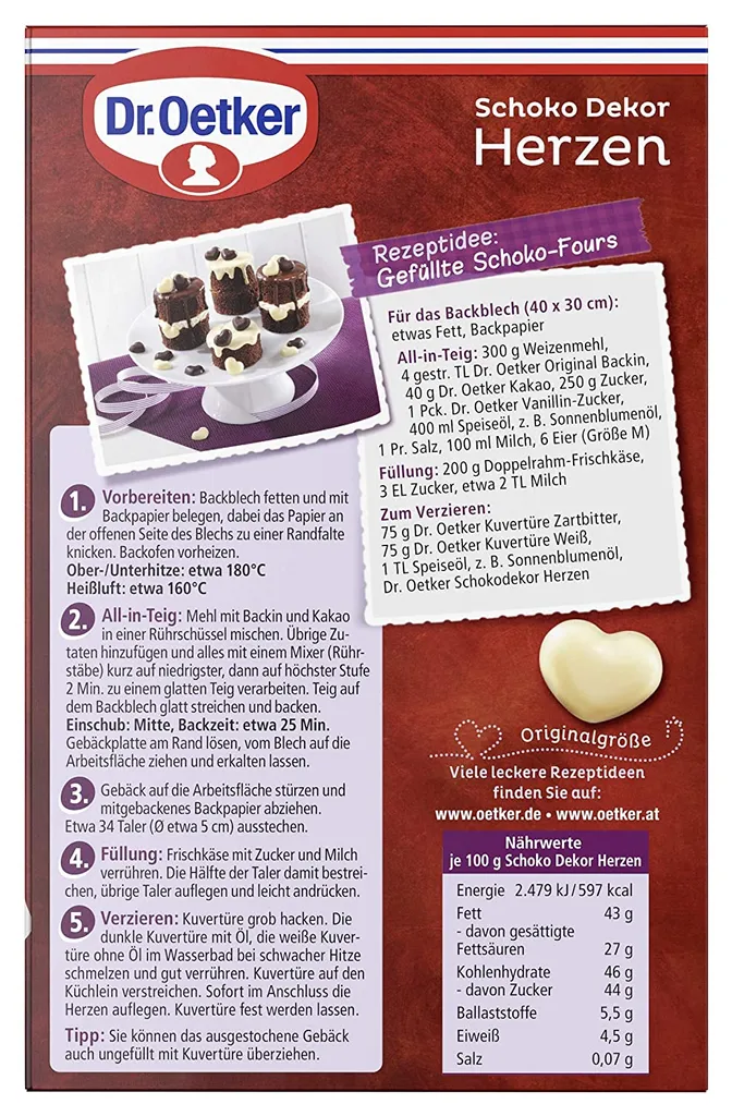 Dr. Oetker - Schoko Dekor Herzen 47g 5 Dr. Oetker - Schoko Dekor Herzen 47g – Bild 3