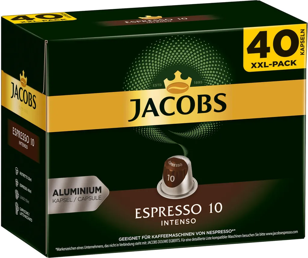 JACOBS Kapseln Espresso Intenso 5 X 40 Nespresso®* Kompatible Kaffeekapseln 12 JACOBS Kapseln Espresso Intenso 5 X 40 Nespresso®* Kompatible Kaffeekapseln – Bild 10