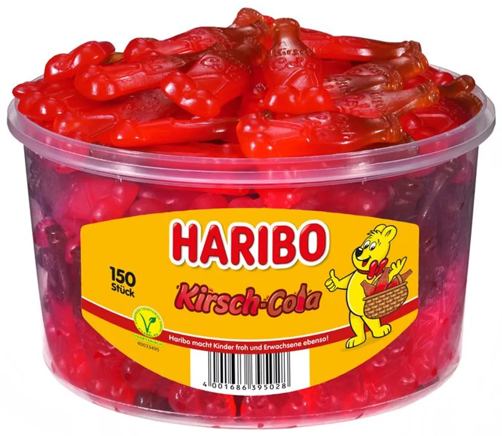 Haribo Kirsch Cola Fruchtgummiflaschen Veggie Zweifarbig 1350g 6 Haribo Kirsch Cola Fruchtgummiflaschen Veggie Zweifarbig 1350g – Bild 4