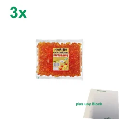 Haribo Goldbären Orange Officepack (3x1kg Beutel Gummibärchen Orange) Sortenrein + Usy Block