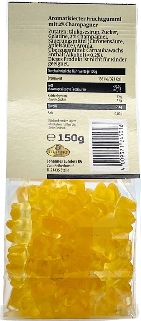 Lühders Deluxe-Bärchen Mit 2% Champagner 150g 4 Lühders Deluxe-Bärchen Mit 2% Champagner 150g – Bild 2