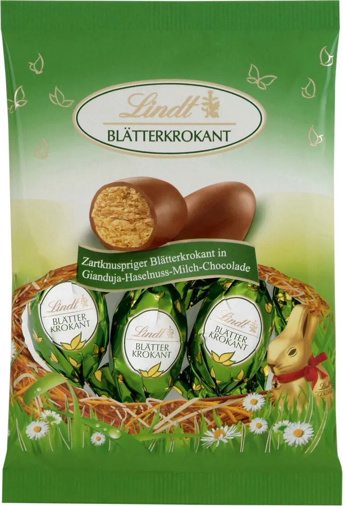 Lindt Blätterkrokant Ostereier Gianduja Haselnuss Milch Schoko 85g 3 Lindt Blätterkrokant Ostereier Gianduja Haselnuss Milch Schoko 85g