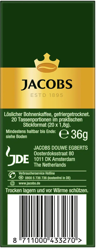 JACOBS Löskaffee Krönung 16 X 20 Sticks Löslicher Kaffee Instantkaffee 320 Getränke 10 JACOBS Löskaffee Krönung 16 X 20 Sticks Löslicher Kaffee Instantkaffee 320 Getränke – Bild 8