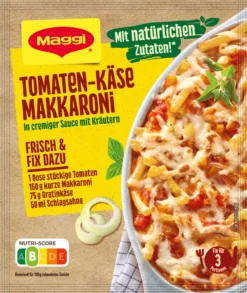 Maggi Fix & Frisch Tomaten-Käse Makkaroni, Beutel, Ergibt 3 Port. (39 G)