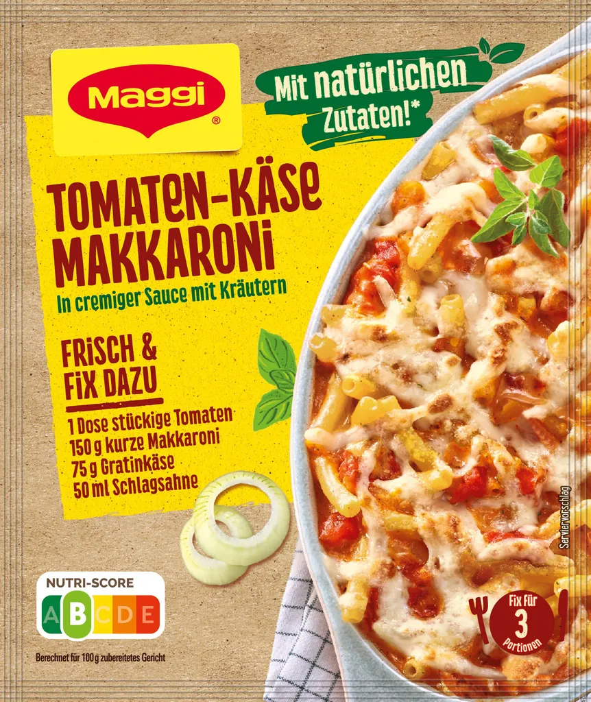 Maggi Fix & Frisch Tomaten-Käse Makkaroni, Beutel, Ergibt 3 Port. (39 G) 3 Maggi Fix & Frisch Tomaten-Käse Makkaroni, Beutel, Ergibt 3 Port. (39 G)