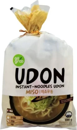 [ 690g ] ALLGROO Instant-Noodles Udon, Miso / Udon-Nudeln UDONG, Miso (3 Portionen Je 230g)