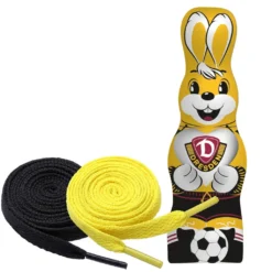 Dynamo Dresden Schoko Osterhase Ca. 20 Cm / 90 G + 2 Paar Fan-Schnürsenkel 2# 5#