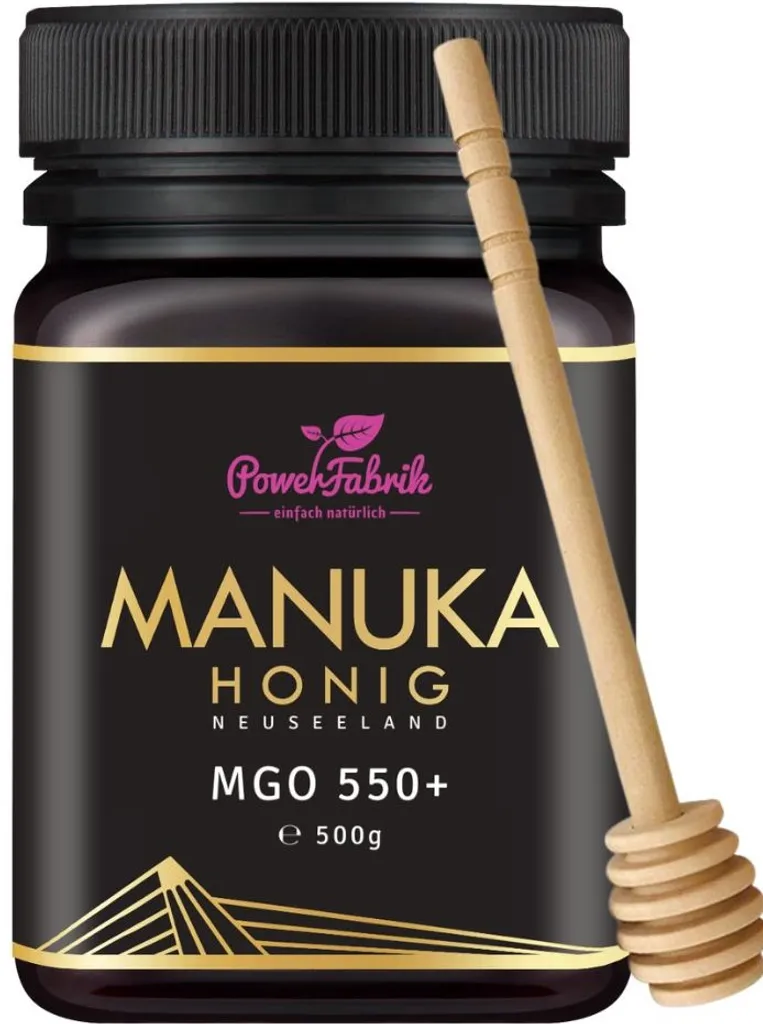 Manuka Honig | MGO 550+ | 500g | HALAL | Das ORIGINAL Aus NEUSEELAND | PUR, ROH & | 100% Natürlich | INKL. GRATIS HONIGLÖFFEL Aus Holz | PowerFabrik 3 Manuka Honig | MGO 550+ | 500g | HALAL | Das ORIGINAL Aus NEUSEELAND | PUR, ROH & | 100% Natürlich | INKL. GRATIS HONIGLÖFFEL Aus Holz | PowerFabrik