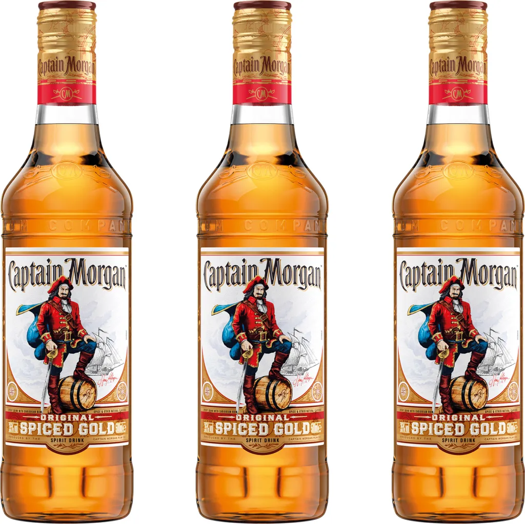 Captain Morgan Original Spiced Gold, 3er, Rum-Basis, Alkohol, Alkoholgetränk, Flasche, 35 %, 500 Ml, 735454 3 Captain Morgan Original Spiced Gold, 3er, Rum-Basis, Alkohol, Alkoholgetränk, Flasche, 35 %, 500 Ml, 735454