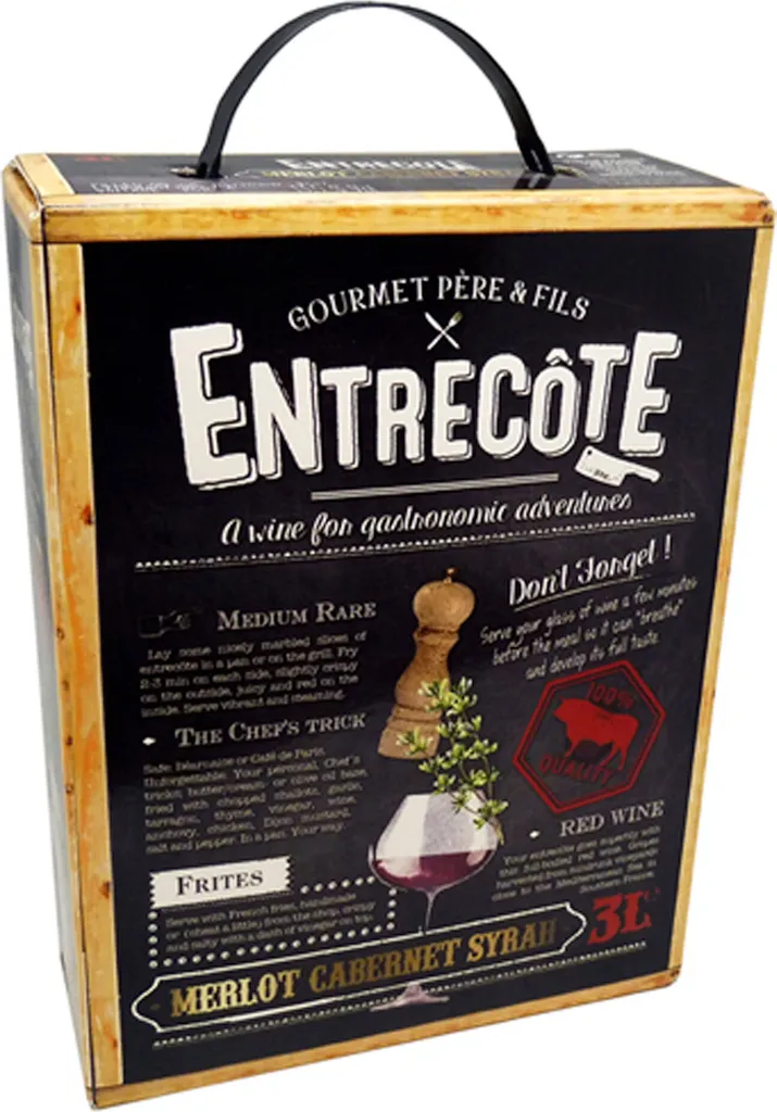 Bag-in-Box - 2019 Merlot Cabernet Syrah - Rotwein - ENTRECOTE 3 L., Auswahl:1 Box 3 Bag-in-Box - 2019 Merlot Cabernet Syrah - Rotwein - ENTRECOTE 3 L., Auswahl:1 Box