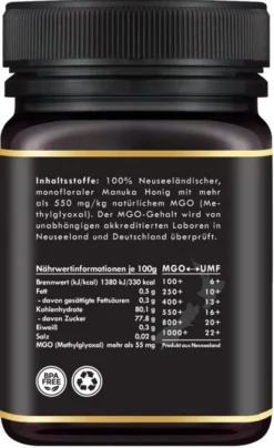 Manuka Honig | MGO 550+ | 500g | HALAL | Das ORIGINAL Aus NEUSEELAND | PUR, ROH & | 100% Natürlich | INKL. GRATIS HONIGLÖFFEL Aus Holz | PowerFabrik 9 Manuka Honig | MGO 550+ | 500g | HALAL | Das ORIGINAL Aus NEUSEELAND | PUR, ROH & | 100% Natürlich | INKL. GRATIS HONIGLÖFFEL Aus Holz | PowerFabrik -Haribo || Tassimo || Senseo Verkaufsgeschäft 854c9e84af56cd3aa1c95ef0922e4203