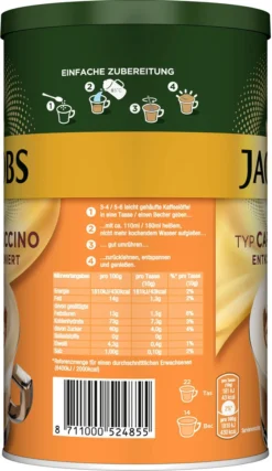 JACOBS Typ Cappuccino Entkoffeiniert 8 Dosen (8 X 220 G) -Haribo || Tassimo || Senseo Verkaufsgeschäft 8705588e449213c2fd53dcb54e40fe1c