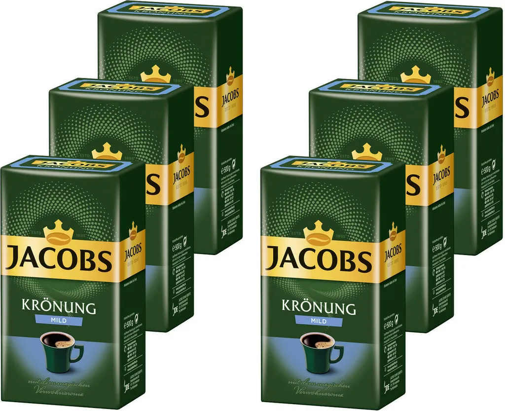 JACOBS Filterkaffee Krönung Mild 6 X 500 G Kaffee Gemahlen + 1 Becher + 1 Dose 4 JACOBS Filterkaffee Krönung Mild 6 X 500 G Kaffee Gemahlen + 1 Becher + 1 Dose – Bild 2