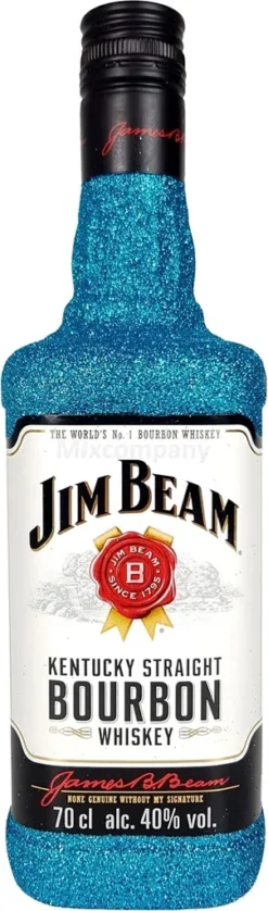 Jim Beam Bourbon Whiskey 0,7l 700ml (40% Vol) Bling Bling Glitzerflasche In Blau -[Enthält Sulfite]