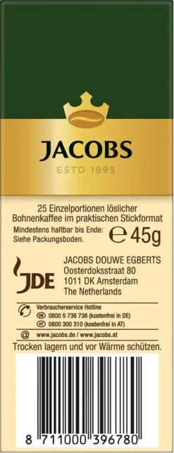 JACOBS Typ Cafe Crema Löslicher Kaffee 12 X 25 Sticks -Haribo || Tassimo || Senseo Verkaufsgeschäft 9f5cdfef962f5f02556217479788c3c5