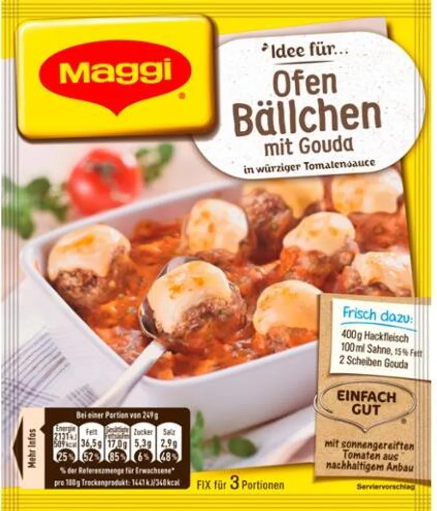 Maggi Fix Für Ofen Bällchen Mit Gouda In Würziger Tomatensauce 43g 5 Maggi Fix Für Ofen Bällchen Mit Gouda In Würziger Tomatensauce 43g – Bild 3