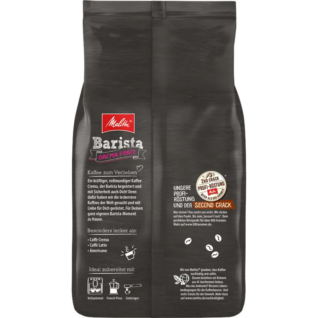 MELITTA Ganze Kaffeebohnen Barista Crema Forte 1 Kg Kräftig Und Vollmundig 6 MELITTA Ganze Kaffeebohnen Barista Crema Forte 1 Kg Kräftig Und Vollmundig – Bild 4
