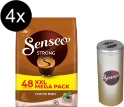 SENSEO Pads Strong Senseopads 4 X 48 Getränke Kaffeepads XXL Packs + 1 Senseo Dose