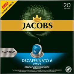 JACOBS Kapseln Decaffeinato 6 Lungo Entkoffeiniert 1 X 20 Nespresso®* Kompatible Kaffeekapseln