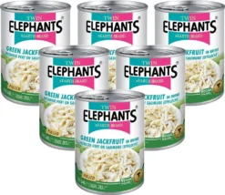 6er-Pack Grüne Jackfrucht (Pulled) In Salzwasser 540g / 283g ATG | Elefants Brand | Veganer Fleischersatz | Jackfruit Konserve