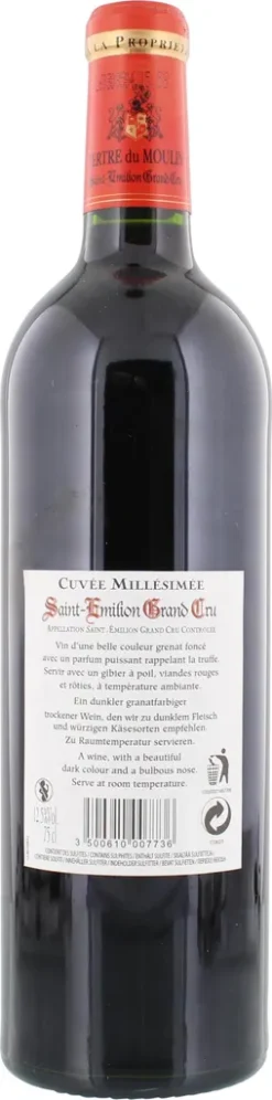 Tertre Du Moulin Saint Emilion Grand Cru Bordeaux AOP Trocken 2017 Frankreich | 12,5 % Vol | 0,75 L -Haribo || Tassimo || Senseo Verkaufsgeschäft ab242cb512dd497131c2ad69c480b489